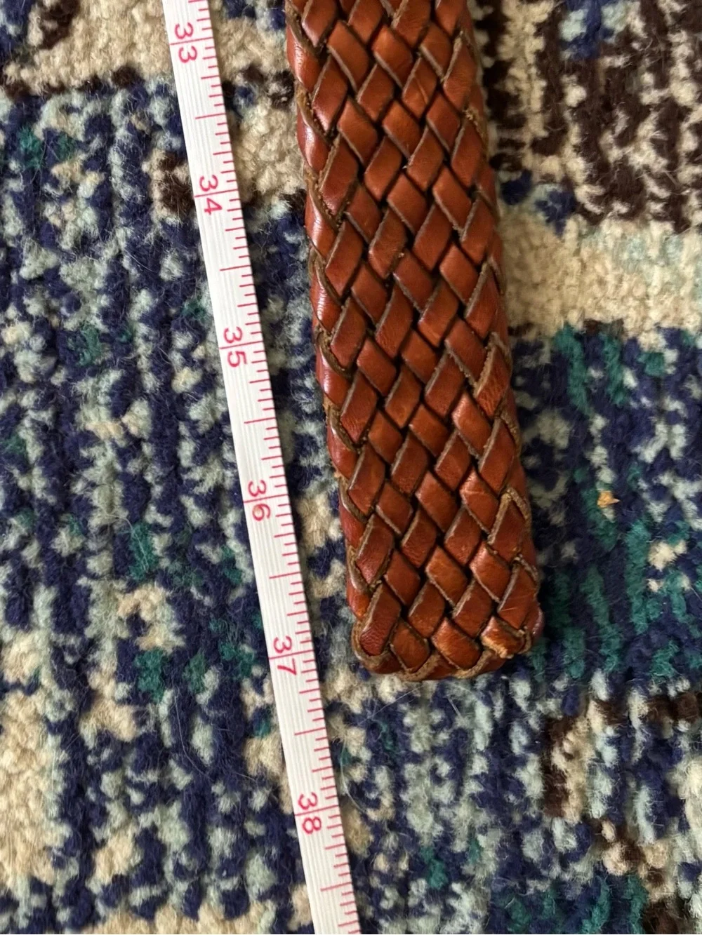 Brown Braided Leather Belt with Brass Buckle